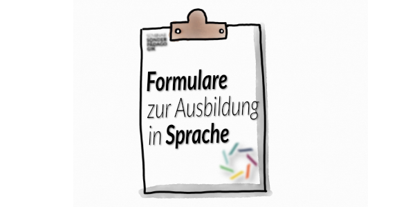 Ausbildung in der Fachrichtung SPRACHE_Klemmbrett mit Logo