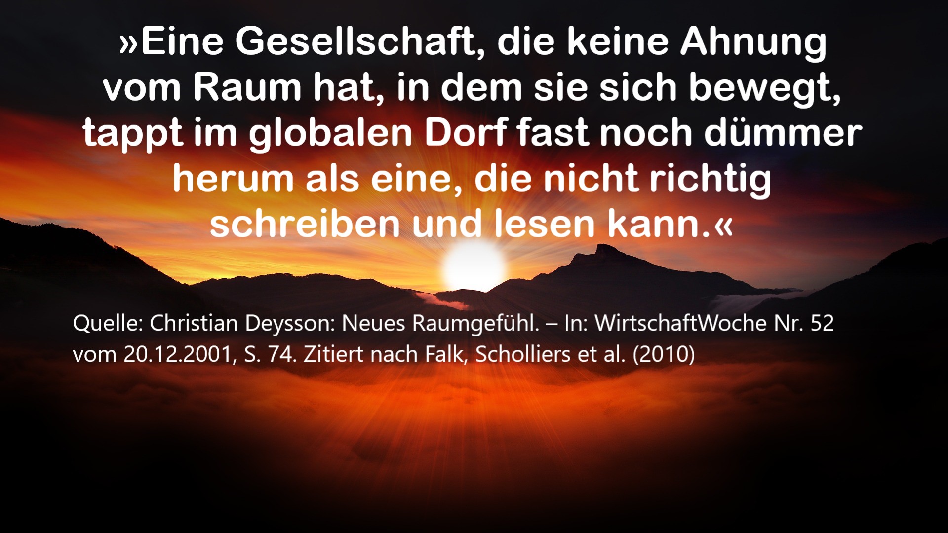 Titelbild Geographie Landschaft mit Sonnenuntergang und Zitat: